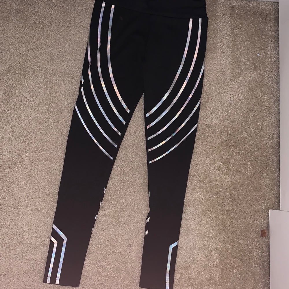 NWOT Black Leggings w/ Holographic Detail